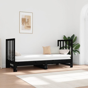 vidaXL, vidaXL Tagesbett Ausziehbar Schwarz 2x(90x190) cm Massivholz Kiefer, 