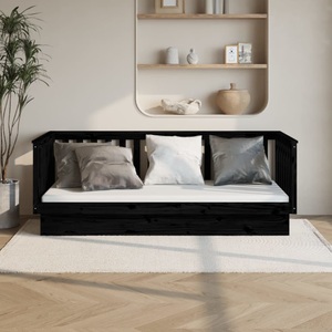 vidaXL, vidaXL Tagesbett Schwarz 100x200 cm Massivholz Kiefer