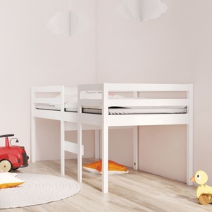 vidaXL, vidaXL Hochbett Weiß 90x200 cm Massivholz Kiefer, vidaXL Hochbett Weiß 90x200 cm Massivholz Kiefer