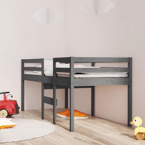 vidaXL, vidaXL Hochbett Grau 80x200 cm Massivholz Kiefer, 