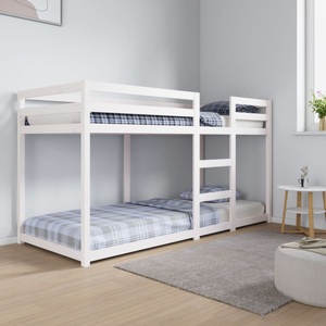 vidaXL, vidaXL Etagenbett Weiß 80x200 cm Massivholz Kiefer, vidaXL Etagenbett Weiß 80x200 cm Massivholz Kiefer