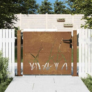 vidaXL, vidaXL Gartentor 105x80 cm Cortenstahl Gras-Design, vidaXL Gartentor 105x80 cm Cortenstahl Gras-Design