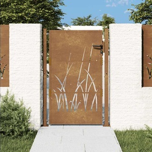 vidaXL, vidaXL Gartentor 105x130 cm Cortenstahl Gras-Design, vidaXL Gartentor 105x130 cm Cortenstahl Gras-Design
