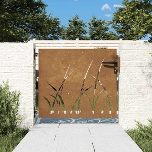 vidaXL, vidaXL Gartentor 85x75 cm Cortenstahl Gras-Design, vidaXL Gartentor 85x75 cm Cortenstahl Gras-Design