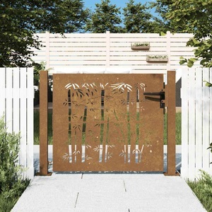 vidaXL, vidaXL Gartentor 105x105 cm Cortenstahl Bambus-Design, vidaXL Gartentor 105x105 cm Cortenstahl Bambus-Design
