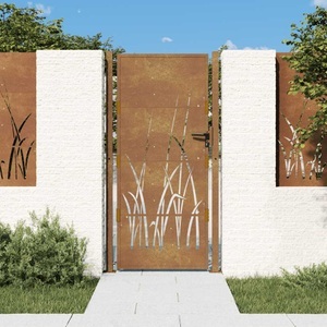 vidaXL, vidaXL Gartentor 105x205 cm Cortenstahl Gras-Design, vidaXL Gartentor 105x205 cm Cortenstahl Gras-Design