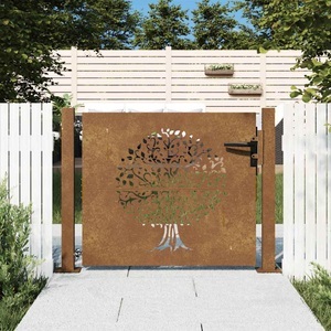 vidaXL, vidaXL Gartentor 105x80 cm Cortenstahl Baum-Design, vidaXL Gartentor 105x80 cm Cortenstahl Baum-Design