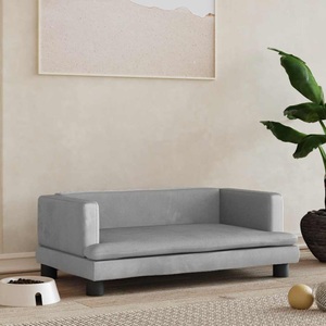 vidaXL, vidaXL Hundebett Hellgrau 80x45x30 cm Samt