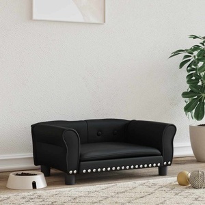 vidaXL, vidaXL Hundebett Schwarz 70x45x30 cm Kunstleder, vidaXL Hundebett Schwarz 70x45x30 cm Kunstleder