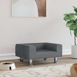 vidaXL, vidaXL Hundebett Dunkelgrau 50x40x26,5 cm Samt, vidaXL Hundebett Dunkelgrau 50x40x26,5 cm Samt