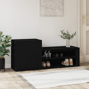 vidaXL, vidaXL Schuhschrank Schwarz 130x35x54 cm Holzwerkstoff