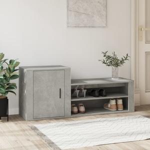 vidaXL, vidaXL Schuhschrank Betongrau 130x35x54 cm Holzwerkstoff