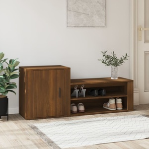 vidaXL, vidaXL Schuhschrank Braun Eichen-Optik 130x35x54 cm Holzwerkstoff, vidaXL Schuhschrank Braun Eichen-Optik 130x35x54 cm Holzwerkstoff