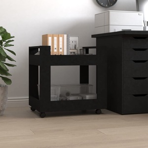 vidaXL, vidaXL Bürowagen Schwarz 60x45x60 cm Holzwerkstoff, vidaXL Bürowagen Schwarz 60x45x60 cm Holzwerkstoff