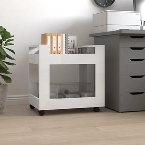 vidaXL, vidaXL Bürowagen Hochglanz-Weiß 60x45x60 cm Holzwerkstoff