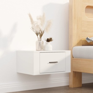vidaXL, vidaXL Wand-Nachttisch Hochglanz-Weiß 50x36x25 cm, vidaXL Wand-Nachttisch Hochglanz-Weiß 50x36x25 cm