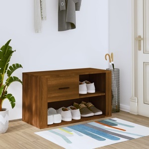 vidaXL, vidaXL Schuhschrank Braun Eichen-Optik 80x35x45 cm Holzwerkstoff, vidaXL Schuhschrank Braun Eichen-Optik 80x35x45 cm Holzwerkstoff