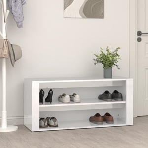 vidaXL, vidaXL Schuhregal Hochglanz-Weiß 100x35x45 cm Holzwerkstoff