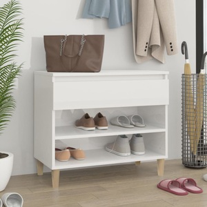 vidaXL, vidaXL Schuhregal Hochglanz-Weiß 70x36x60 cm Holzwerkstoff