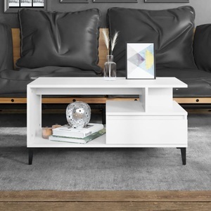 vidaXL, vidaXL Couchtisch Weiß 90x49x45 cm Holzwerkstoff, vidaXL Couchtisch Weiß 90x49x45 cm Holzwerkstoff