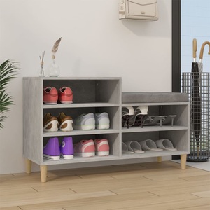 vidaXL, vidaXL Schuhregal Betongrau 102x36x60 cm Holzwerkstoff