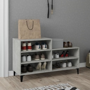 vidaXL, vidaXL Schuhregal Betongrau 102x36x60 cm Holzwerkstoff