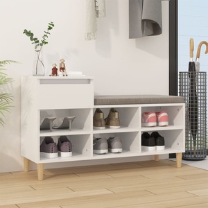 vidaXL, vidaXL Schuhregal Hochglanz-Weiß 102x36x60 cm Holzwerkstoff