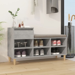 vidaXL, vidaXL Schuhregal Betongrau 102x36x60 cm Holzwerkstoff