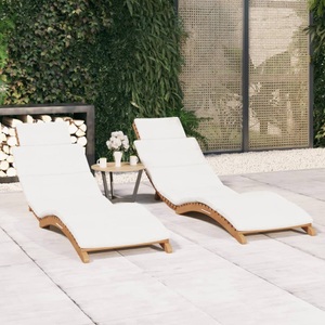 vidaXL, vidaXL Sonnenliegen 2 Stk. mit Auflagen Massivholz Teak, vidaXL Sonnenliegen 2 Stk. mit Auflagen Massivholz Teak
