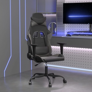 vidaXL, vidaXL Gaming-Stuhl Schwarz und Grau Kunstleder
