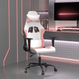 vidaXL, vidaXL Gaming-Stuhl Weiß und Rosa Kunstleder