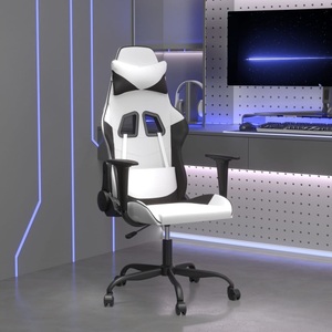 vidaXL, vidaXL Gaming-Stuhl Weiß und Schwarz Kunstleder