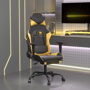 vidaXL, vidaXL Gaming-Stuhl mit Fußstütze Schwarz und Golden Kunstleder, vidaXL Gaming-Stuhl mit Fußstütze Schwarz und Golden Kunstleder