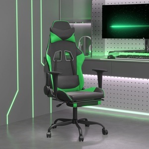 vidaXL, vidaXL Gaming-Stuhl mit Fußstütze Schwarz und Grün Kunstleder, vidaXL Gaming-Stuhl mit Fußstütze Schwarz und Grün Kunstleder