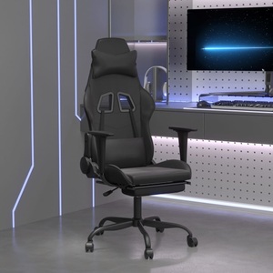 vidaXL, vidaXL Gaming-Stuhl mit Fußstütze Schwarz Kunstleder