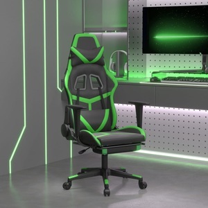 vidaXL, vidaXL Gaming-Stuhl mit Fußstütze Schwarz und Grün Kunstleder, vidaXL Gaming-Stuhl mit Fußstütze Schwarz und Grün Kunstleder