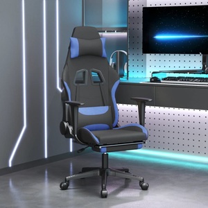 vidaXL, vidaXL Gaming-Stuhl mit Fußstütze Schwarz und Blau Stoff, vidaXL Gaming-Stuhl mit Fußstütze Schwarz und Blau Stoff