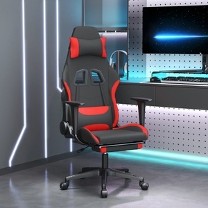 vidaXL, vidaXL Gaming-Stuhl mit Fußstütze Schwarz und Rot Stoff, vidaXL Gaming-Stuhl mit Fußstütze Schwarz und Rot Stoff