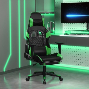 vidaXL, vidaXL Gaming-Stuhl mit Fußstütze Schwarz und Grün Kunstleder