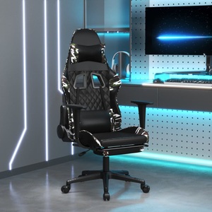 vidaXL, vidaXL Gaming-Stuhl mit Fußstütze Schwarz und Tarnfarben Kunstleder, vidaXL Gaming-Stuhl mit Fußstütze Schwarz und Tarnfarben Kunstleder