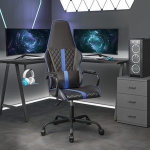 vidaXL, vidaXL Gaming-Stuhl Schwarz und Blau Kunstleder