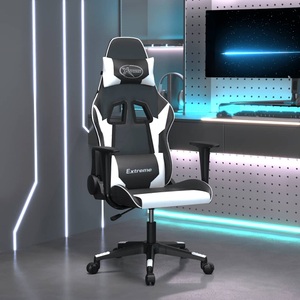 vidaXL, vidaXL Gaming-Stuhl Schwarz und Weiß Kunstleder