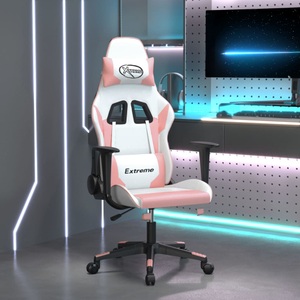 vidaXL, vidaXL Gaming-Stuhl Weiß und Rosa Kunstleder, vidaXL Gaming-Stuhl Weiß und Rosa Kunstleder