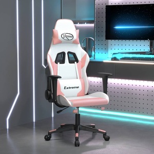 vidaXL, vidaXL Gaming-Stuhl Weiß und Rosa Kunstleder