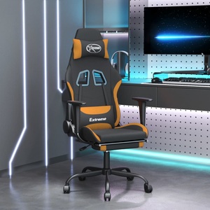 vidaXL, vidaXL Gaming-Stuhl mit Fußstütze Schwarz und Orange Stoff
