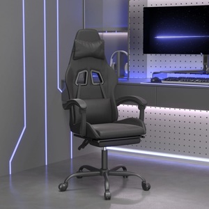vidaXL, vidaXL Gaming-Stuhl mit Fußstütze Schwarz Kunstleder