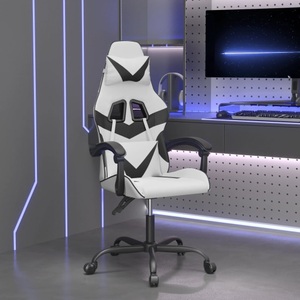 vidaXL, vidaXL Gaming-Stuhl Weiß und Schwarz Kunstleder