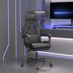 vidaXL, vidaXL Gaming-Stuhl mit Fußstütze Schwarz Kunstleder