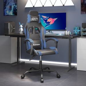 vidaXL, vidaXL Gaming-Stuhl Schwarz und Blau Kunstleder
