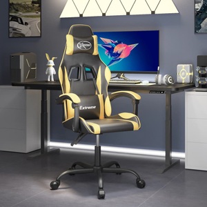 vidaXL, vidaXL Gaming-Stuhl Schwarz und Golden Kunstleder, vidaXL Gaming-Stuhl Schwarz und Golden Kunstleder